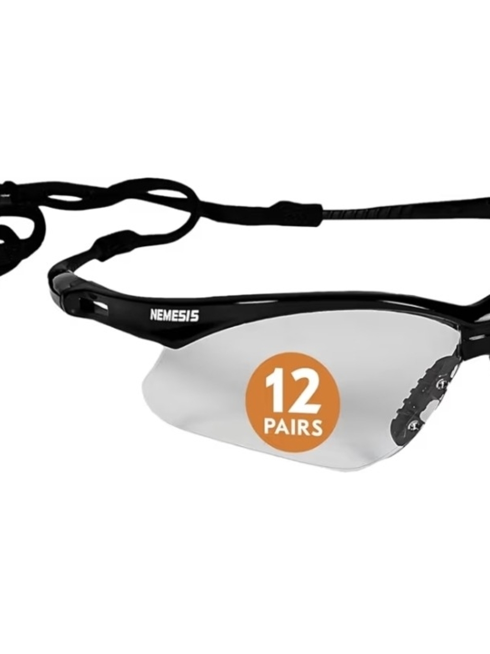 12 PAIR KLEENGUARD NEMESIS SAFETY GLASSES BLACK FRAME/CLEAR LENS 25676 GUN RANGE